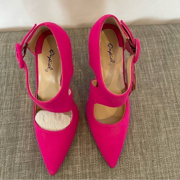 Qupid Hot Pink Heels - Picture 2 of 5